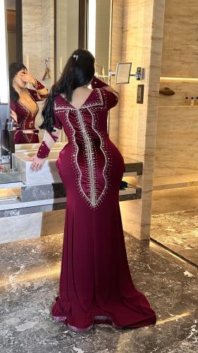 Dress in aubergine color, Korean stretch, with aub...