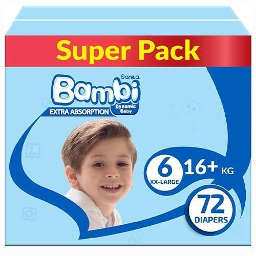 سانيتا بامبي حفايض أطفال صندوق مقاس ( 6 ) كبير جدا...