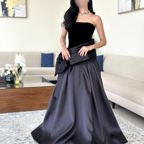 فستان سهره طويل شانطون بتطريز يدوي