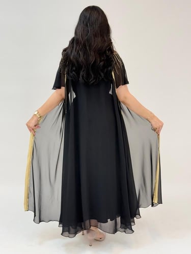 جلابيه قطعتين شيفون بتطريز يدوي