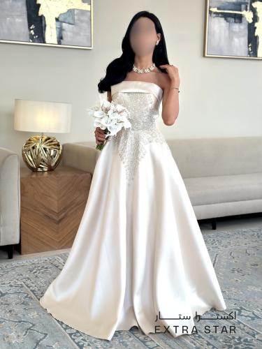 فستان سهره طويل تب بتطريز فخم