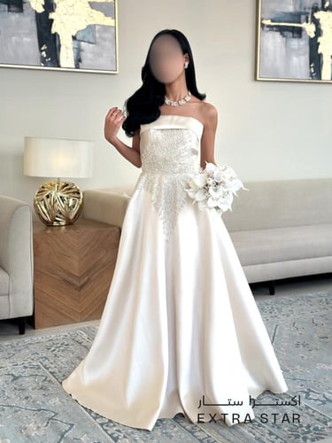 فستان سهره طويل تب بتطريز فخم