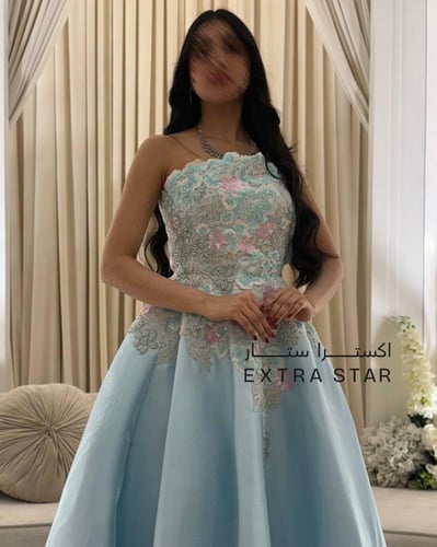 فستان سهره طويل بتطريز كمبيوتر