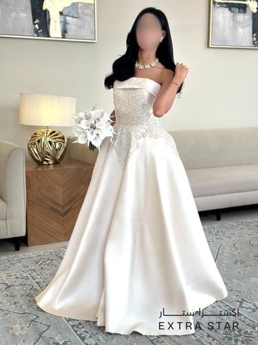 فستان سهره طويل تب بتطريز فخم