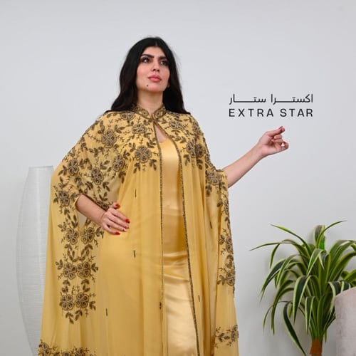 جلابية شيفون بتطريز يدوي راقيه