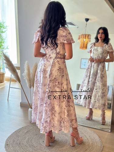 فستان مشجر بقصه أحبال للخصر