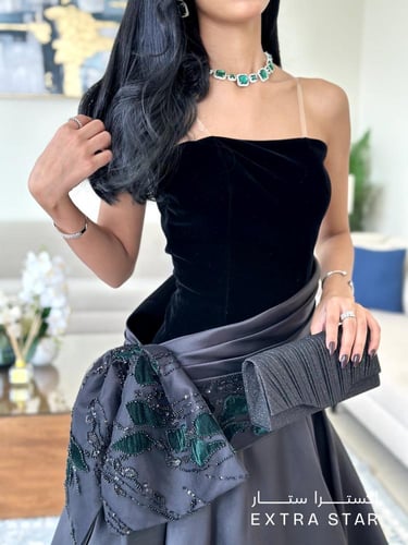 فستان سهره طويل شانطون بتطريز يدوي