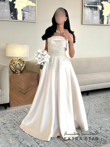 فستان سهره طويل تب بتطريز فخم
