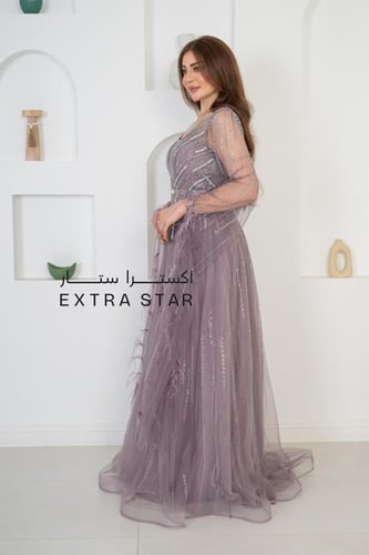 فستان سهره طويل باكمام كيب بريش فخم