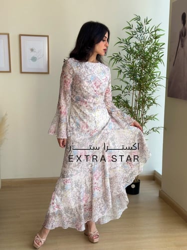 فستان مشجر بأكمام بقصه روعه