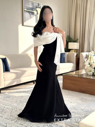 فستان سهره طويل بتطريز يدوي بصدر