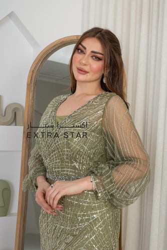 فستان سهره طويل بفصوص فخم