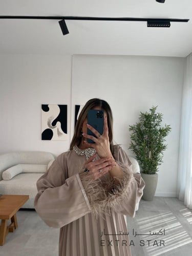 جلابيه شيفون بريش بلاكمام