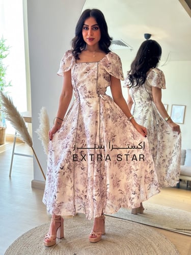 فستان مشجر بقصه أحبال للخصر