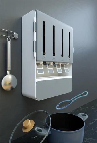 منظم وموزع زيوت رف مطبخ مثبت على الحائط ، صندوق تخ...