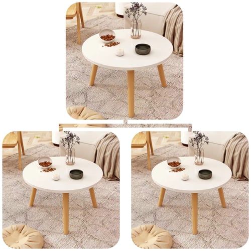 طقم طاولات قهوة دائرية 3 قطع بتصميم عصري – سطح أبي...