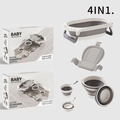 طقم حوض استحمام أطفال 4 في 1 قابل للطي – تصميم عمل...