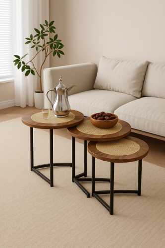 طقم 3 طاولات قهوة بتصميم فخم ولمسة طبيعية تناسب كل...