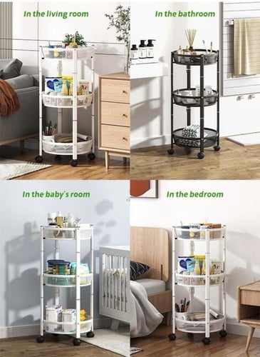 عربة تخزين متعددة الطبقات قابلة للطي بعجلات للمطبخ...