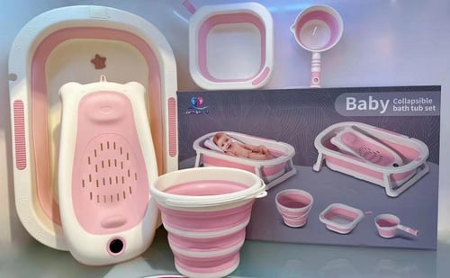 حوض استحمام للأطفال من 5 قطع مضاد للانزلاق قابل لل...