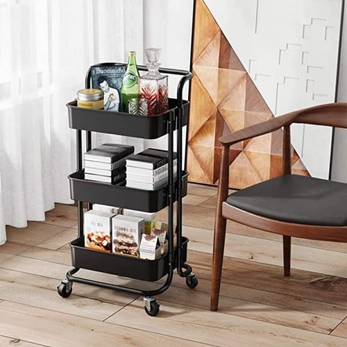 عربة تخزين حديد ثلاثية الطبقات بعجلات متينة وتصميم...