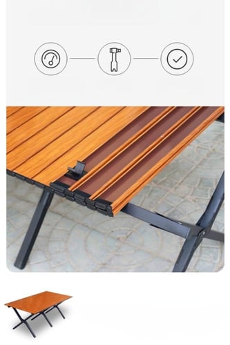 طاولة تخييم أنيقة بتصميم خشبي فخم، قابلة للطي، خفي...