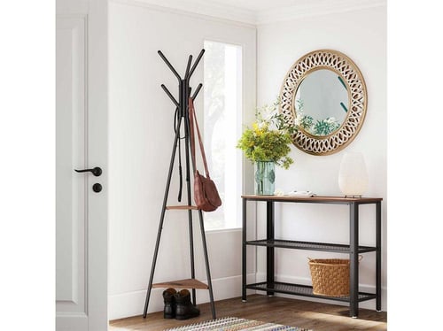 شماعة وحامل معاطف بني وأسود تصميم حديث