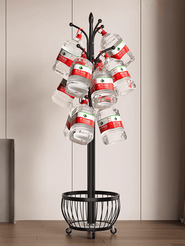 علاقة ملابس اسود مودرن بسلة تخزين سفلية وعجلات متح...