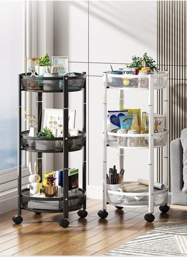 عربة تخزين متعددة الطبقات قابلة للطي بعجلات للمطبخ...