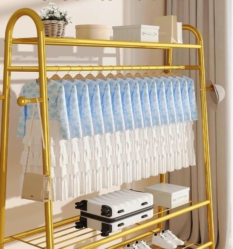 علاقة ملابس برفين للتخزين وخطافات جانبية - ذهبي