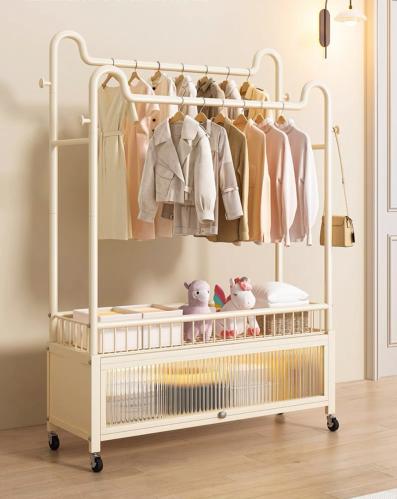 علاقة ملابس بتصميم ذكي ووحدة تخزين فخمة بعجلات سهل...