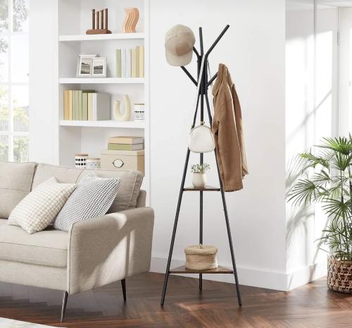 شماعة وحامل معاطف بني وأسود تصميم حديث