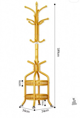 علاقة ملابس ذهبية 2 في 1 بتصميم فاخر ورفوف تخزين د...