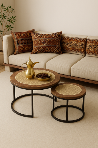 طقم طاولات قهوة بتصميم راقي وخشب مفرغ يضيف لمسة فخ...