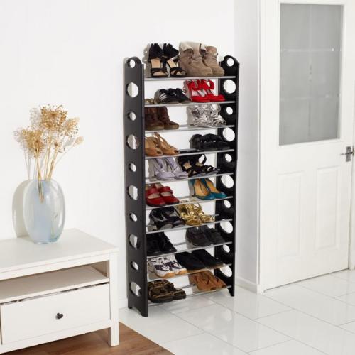 حامل احذية 10 طبقات أسود لتخزين أحذيتك الأنيقة