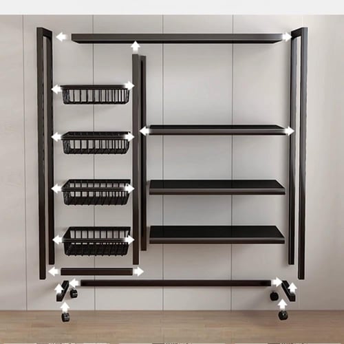 رف تخزين معدني من 5 طبقات مع عجلات قابلة للتعديل ش...