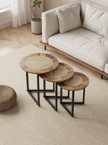 طقم 3 طاولات قهوة بتصميم فخم ولمسة طبيعية تناسب كل...