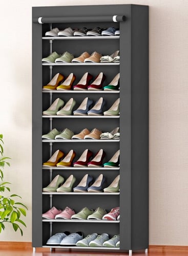 خزانة أحذية متعددة الطبقات مع غطاء قماشي أنيق لتخز...