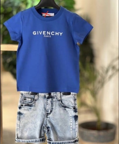 طقم جفنشي ازرق ( شورت+ تيشيرت) بدون لوقو