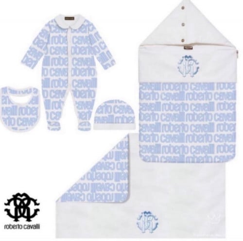 طقم مواليد روبرتو كفالي ازرق بدون ملحقات