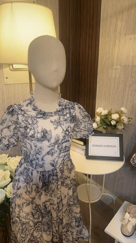 فستان ديور مشجر ازرق