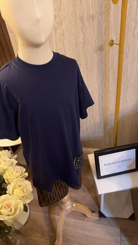 طقم فندي شورت+تيشيرت كحلي