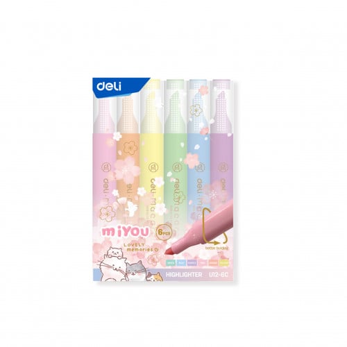 ديلي طقم أقلام تظهير 6 ألوان ، موديل : U12-6C