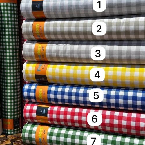 قماش كتان تركي كاروهات وسط عرض 180 سم