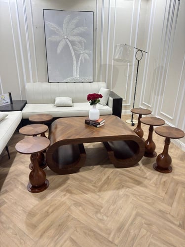 طقم طاولات قشر الجوز