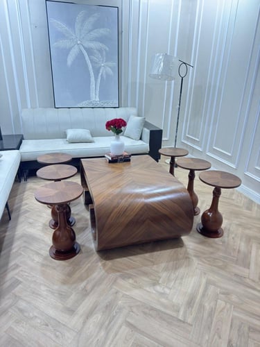 طقم طاولات قشر الجوز