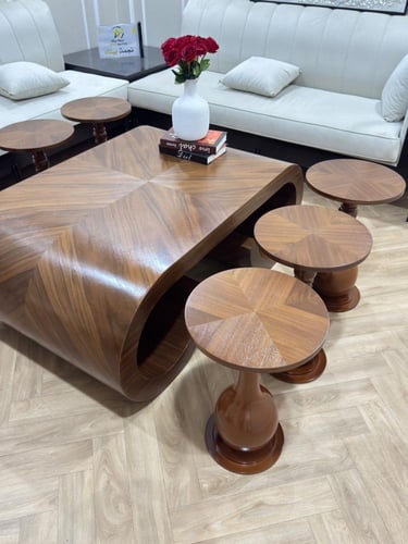 طقم طاولات قشر الجوز