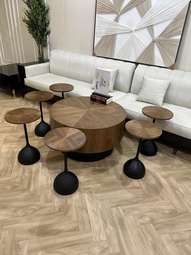 طقم طاولات قشر الجوز