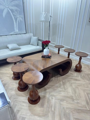 طقم طاولات قشر الجوز