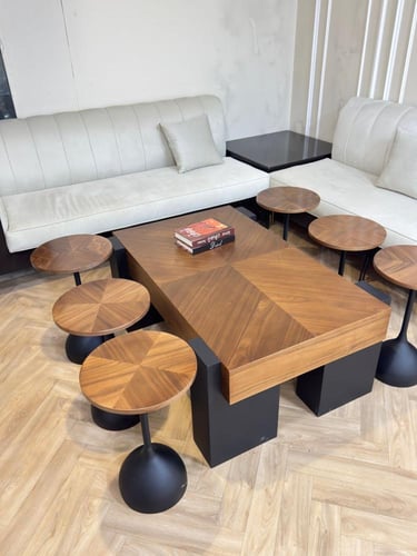 طقم طاولات قشر الجوز